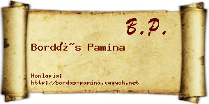 Bordás Pamina névjegykártya